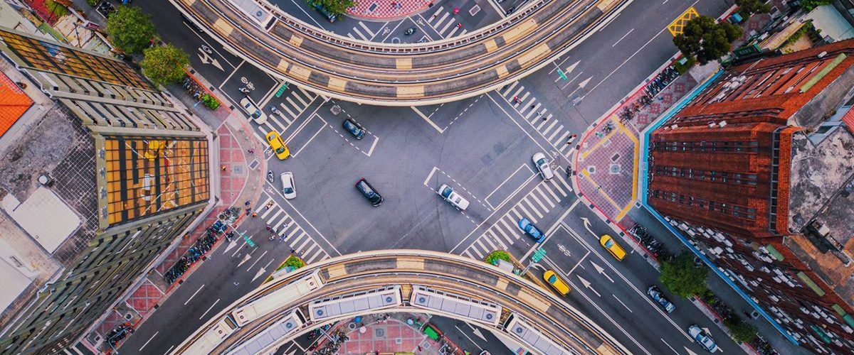 Aerial view of intersection