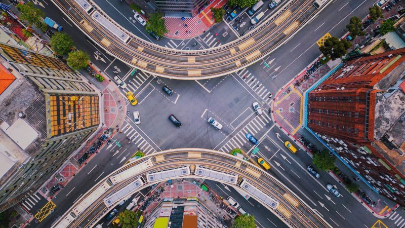 Aerial view of intersection
